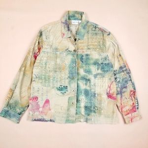 VTG Y2K 00's Faded Asian Chinese Style Design All Over Prints Design Shirt